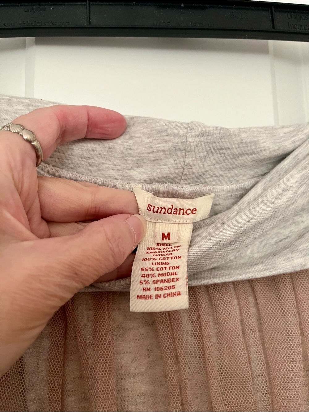 Sundance Vintage Looking Lace Overlay Jersey Dusty Pink Embroidered Maxi Skirt - Picture 7 of 9